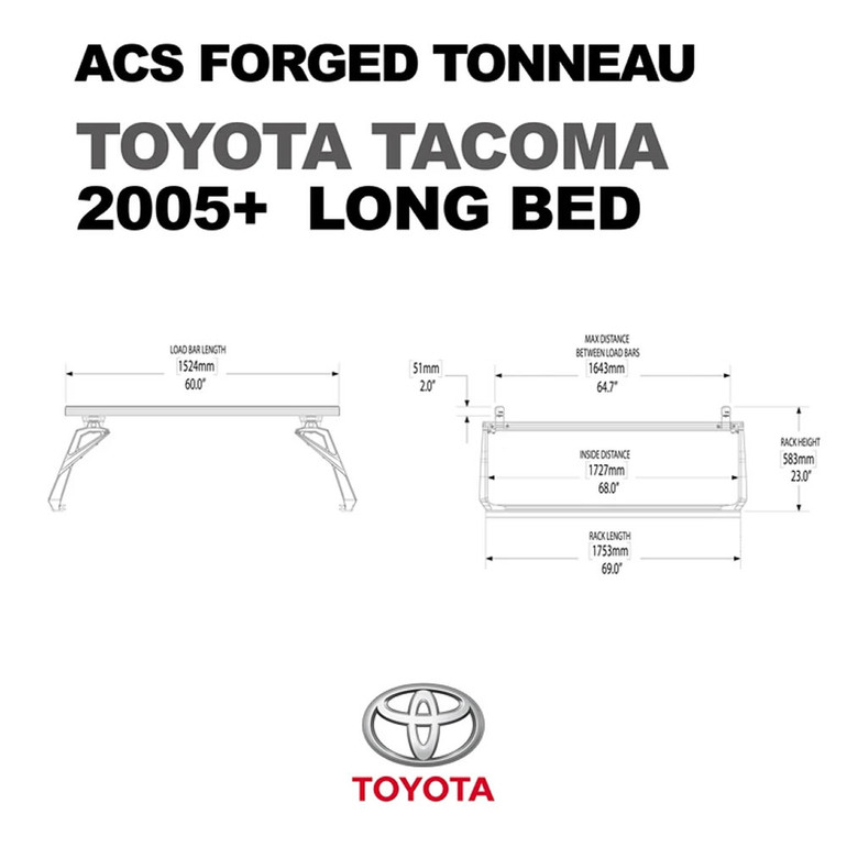 Toyota Tacoma - 6ft Bed | Leitner ACS FORGED TONNEAU Bed Rack | 2005-2021