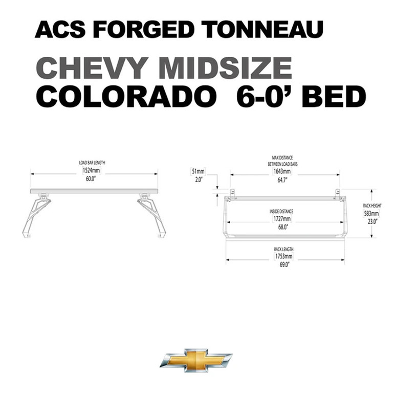 Chevrolet Colorado - 6ft Bed | Leitner ACS FORGED TONNEAU Bed Rack | 2015-2021