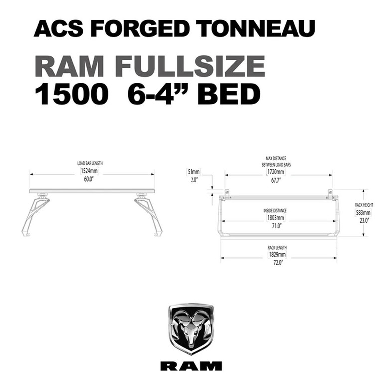 RAM 1500 - 6'4" Bed | Leitner ACS FORGED TONNEAU Bed Rack | 2004-2021