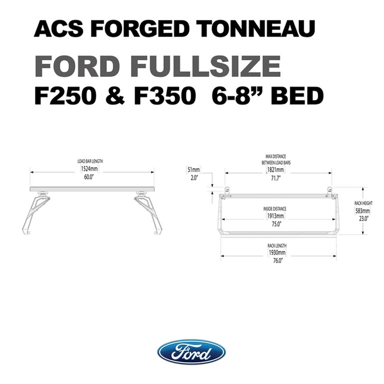 Ford F-250 - 6'6" Bed | Leitner ACS FORGED TONNEAU Bed Rack | 1999-2021