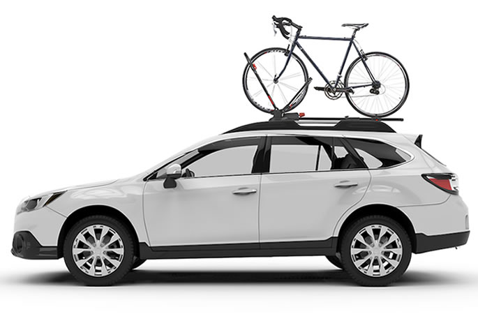 Yakima upright bike rack on a vehicle roof