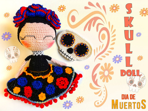 Dia de los muertos  - skull doll amigurumi crochet pattern