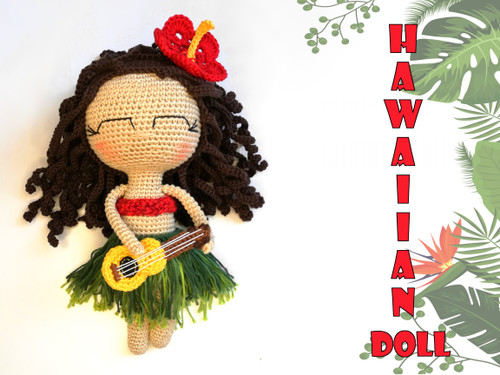 Hawaiian doll crochet pattern for amigurumi lovers.