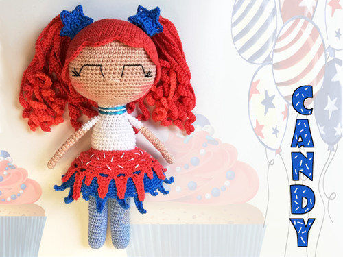 Candy doll crochet pattern for amigurumi lovers ( for 4th of July- Independence day )