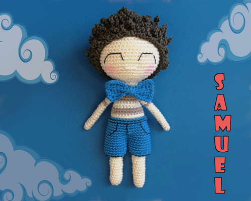 Happy man or boy crochet pattern for amigurumi lovers for Valentine' Day.