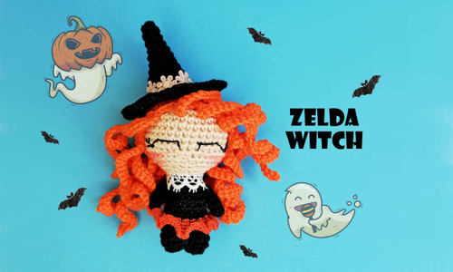 Witch crochet pattern for amigurumi lovers for Halloween.