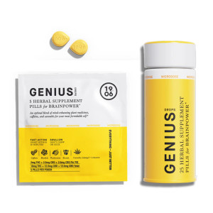 Yellow Genius Cannabis Drop in Yellow Packaging