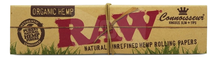 RAW: Organic King Size Slim Hemp Connoisseur W/ Tips