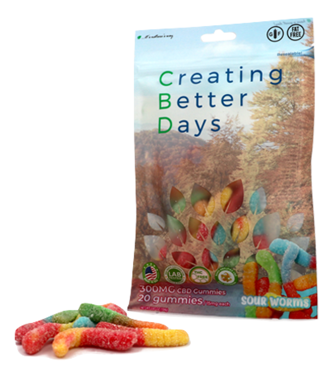 Creating Better Days: Nano-CBD Sour Gummy Worms (300mg)