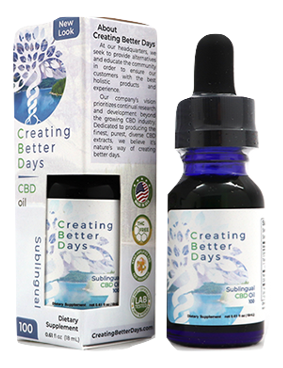 Creating Better Days: Sublingual Nano-CBD Oil (100mg)