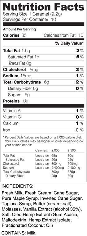 Giraffe Nuts: Golden Maple CBD Caramels Bulk Bin (3000mg)