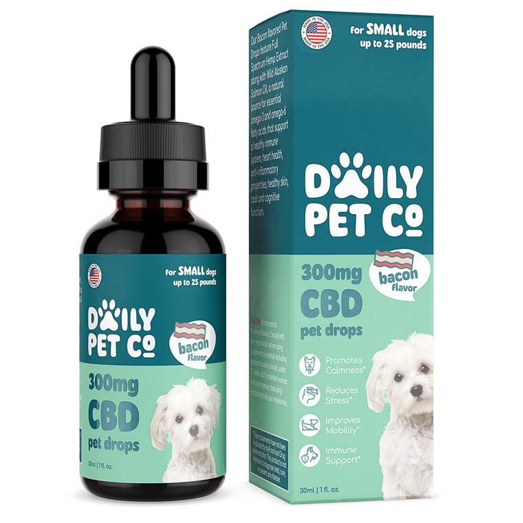 Daily Pet Drops for Dogs - Bacon Flavored CBD Drops