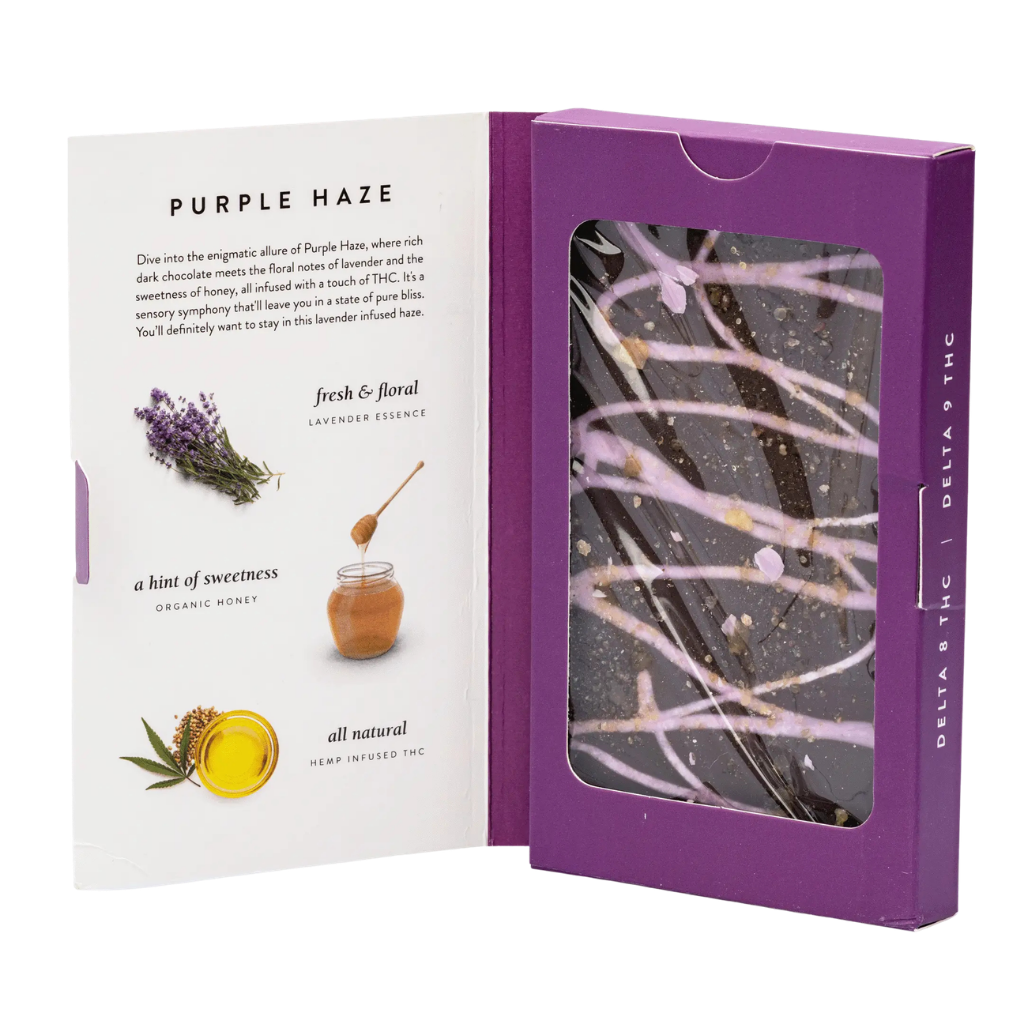 Purple Haze dark chocolate thc bar devine Purple Haze dark chocolate thc bar devine