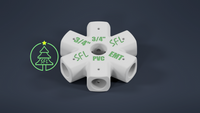 STL File - Mini Seed Pixel Tree Base 3/4" PVC to 3/4" EMT