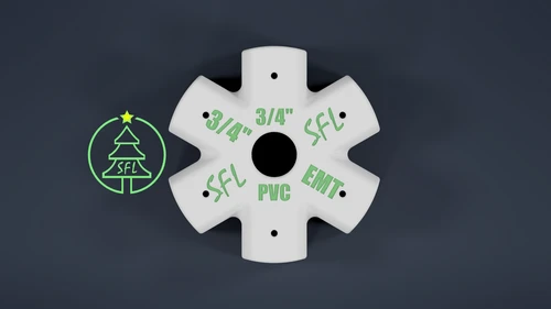 STL File - Mini Seed Pixel Tree Base 3/4" PVC to 3/4" EMT