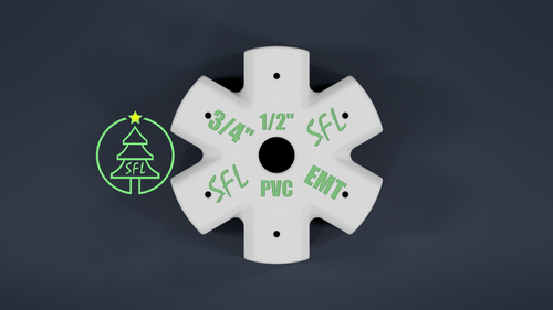 STL File - Mini Seed Pixel Tree Base 1/2" PVC to 3/4" EMT