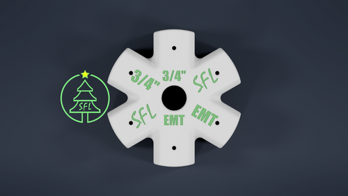 STL File - Mini Seed Pixel Tree Base 3/4" EMT to 3/4" EMT