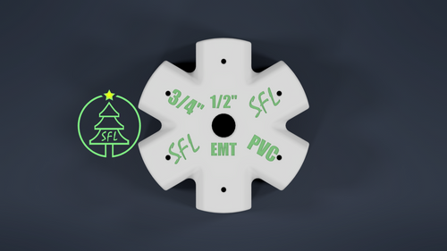 STL File - Mini Seed Pixel Tree Base 1/2" EMT to 3/4" PVC