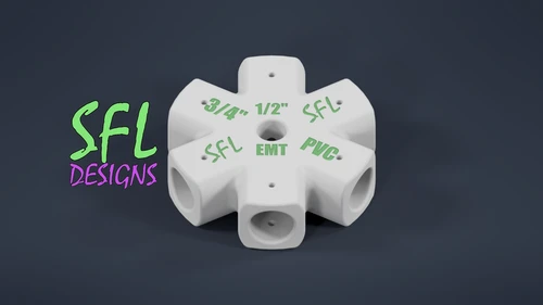 STL File - Mini Seed Pixel Tree Base 1/2" EMT to 3/4" PVC