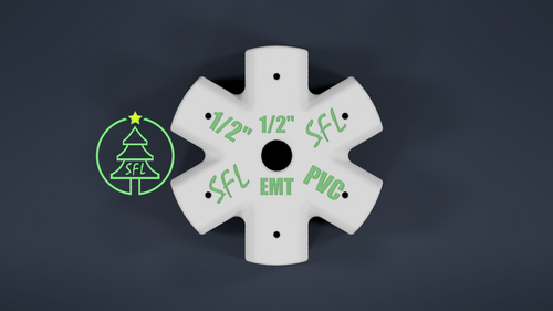 STL File - Mini Seed Pixel Tree Base 1/2" EMT to 1/2" PVC