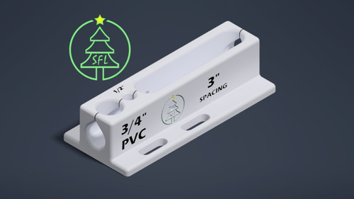 STL File - 3/4" Standard PVC Pixel Drilling Jig - 3" Spacing