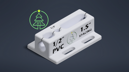 STL File - 1/2" Standard PVC Pixel Drilling Jig - 1.5" Spacing