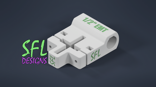 STL File - T-Post to Horizontal 1/2" EMT Pipe Bracket