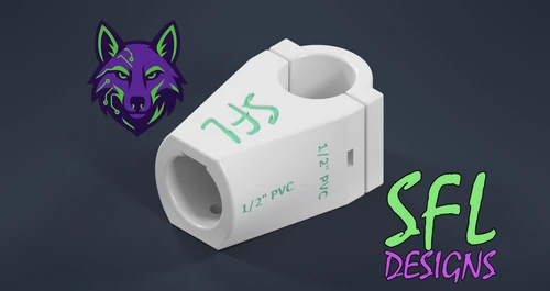 Coyote Tee Connector STL - 1/2" PVC to 1/2" PVC render