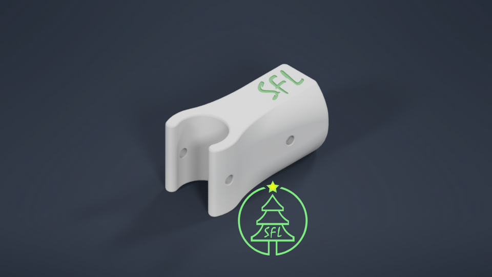 STL File - 1/2" PVC to 1/2" PVC Perpendicular Pipe Mount