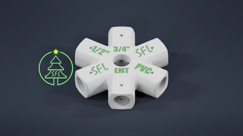 STL File - Mini Seed Pixel Tree Base 3/4" EMT to 1/2" PVC