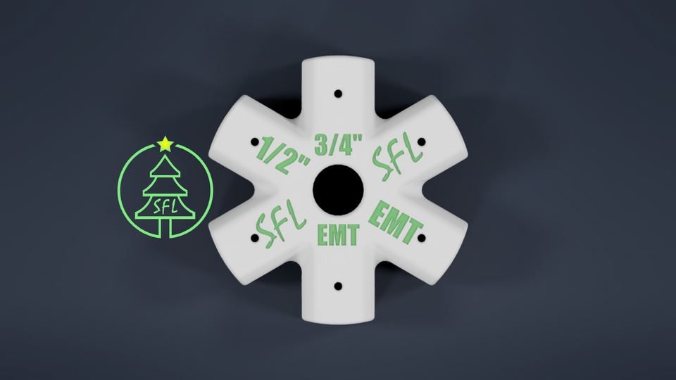 STL File - Mini Seed Pixel Tree Base 3/4" EMT to 1/2" EMT
