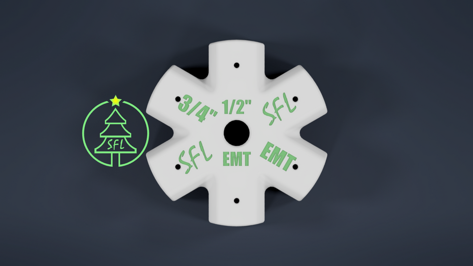 STL File - Mini Seed Pixel Tree Base 1/2" EMT to 3/4" EMT