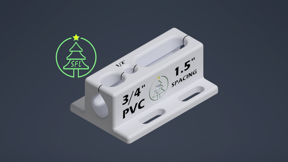 STL File - 3/4" Standard PVC Pixel Drilling Jig - 1.5" Spacing