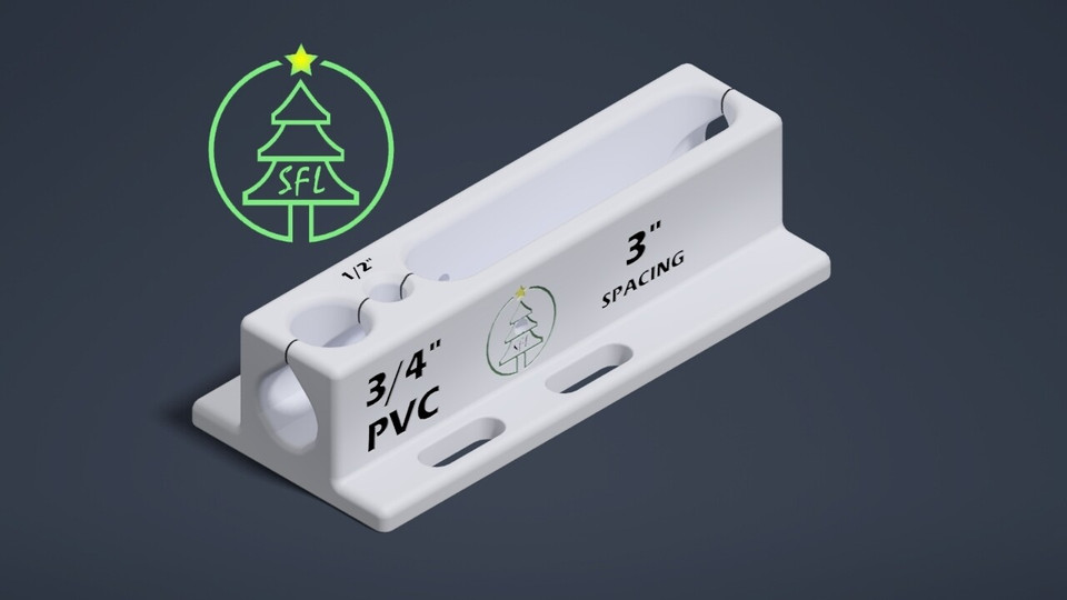STL File - 3/4" Standard PVC Pixel Drilling Jig - 3" Spacing