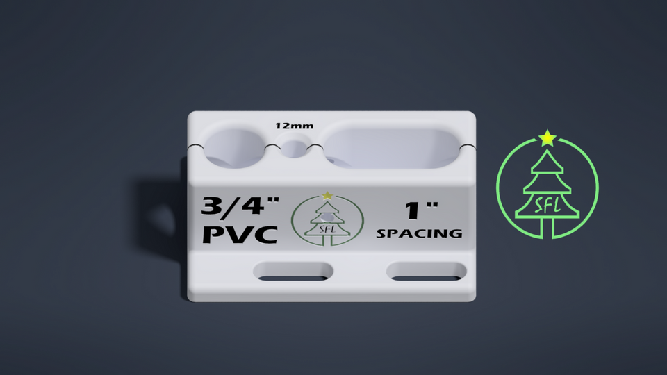 STL File - 3/4" Metric PVC Pixel Drilling Jig - 1" Spacing