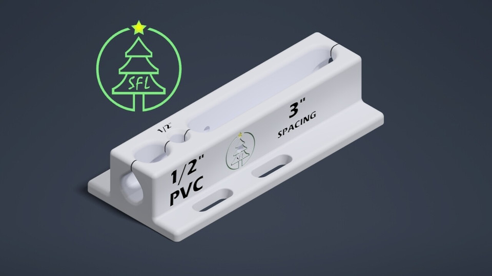 STL File - 1/2" Standard PVC Pixel Drilling Jig - 3" Spacing