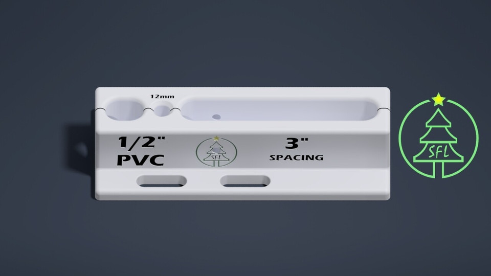 STL File - 1/2" Metric PVC Pixel Drilling Jig - 3" Spacing