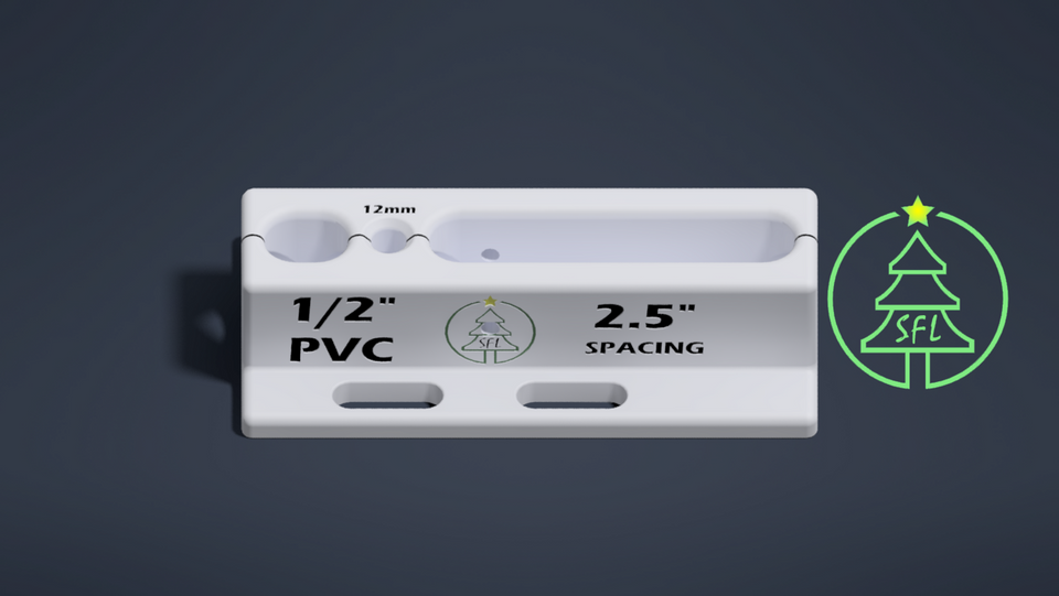 STL File - 1/2" Metric PVC Pixel Drilling Jig - 2.5" Spacing