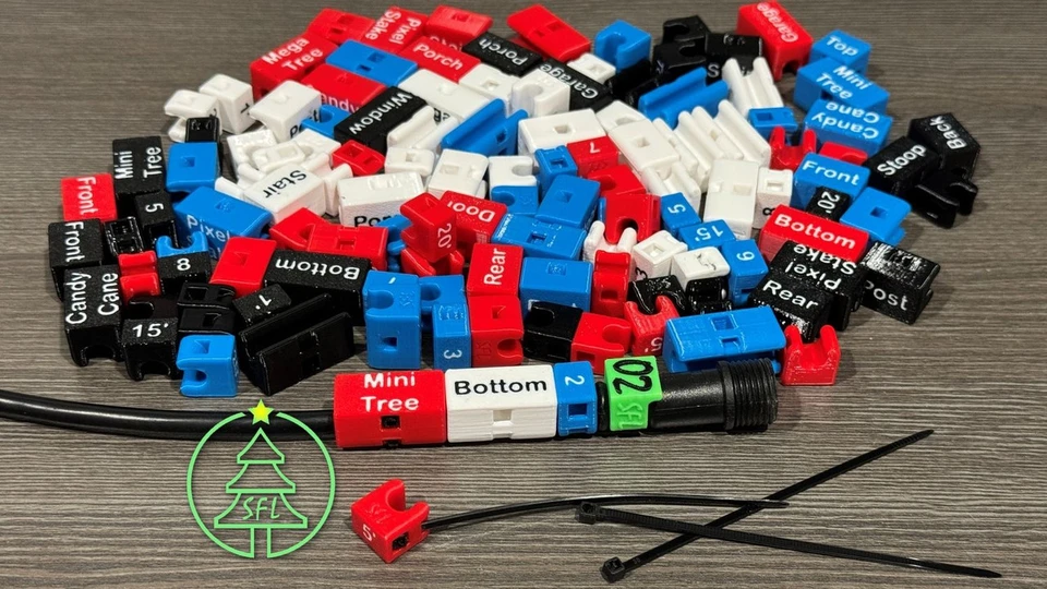 STL FILE - 6.25mm OD Pigtail Wire Labeling Clips​ - NUMBERS
