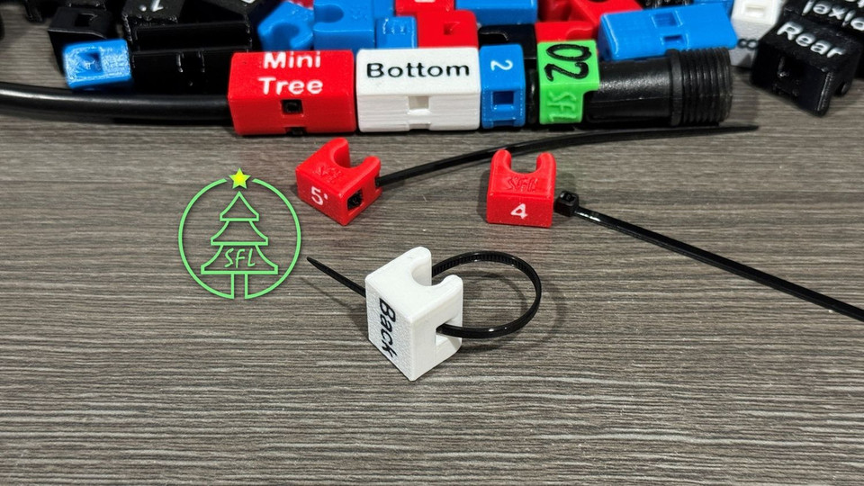 STL FILE - 6.25mm OD Pigtail Wire Labeling Clips​ - LOCATIONS