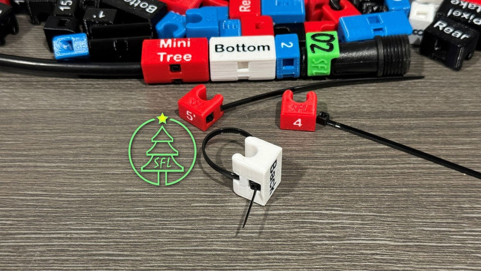 STL FILE - 6.25mm OD Pigtail Wire Labeling Clips​ - LOCATIONS