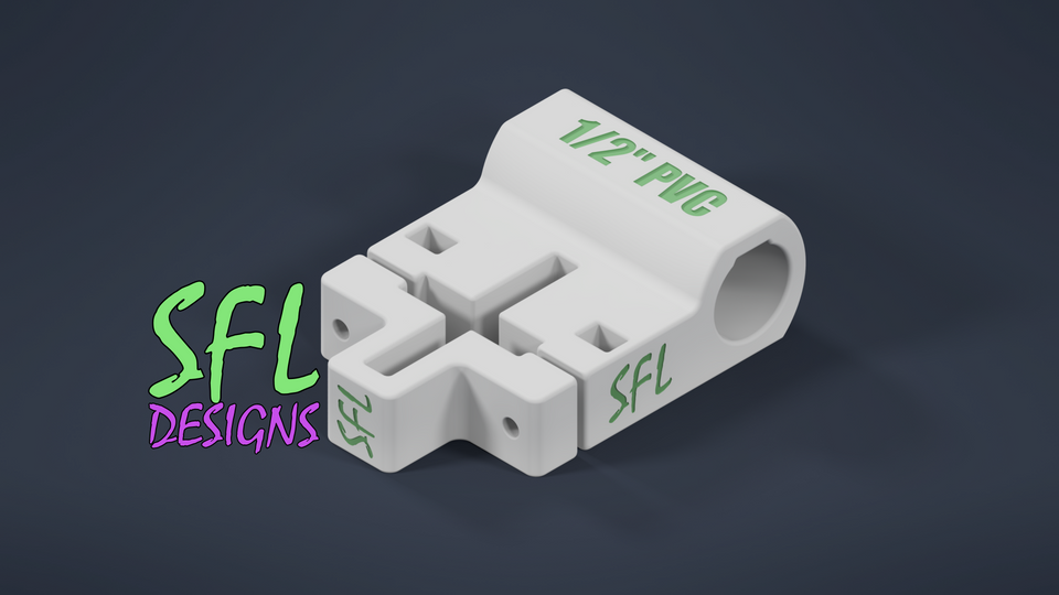 STL File - T-Post to Horizontal 1/2" PVC Pipe Bracket