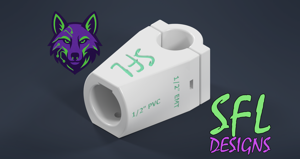 Coyote Tee Connector STL - 1/2" PVC to 1/2" EMT
