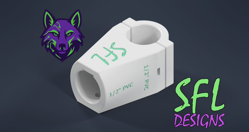 Coyote Tee Connector STL - 1/2" PVC to 1/2" PVC render