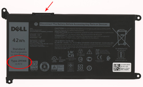 DELL 3100 (NON-TOUCH) / 3100 (TOUCH & NON-TOUCH) (2 USB-C) / 3100 (2-in-1) (TOUCH) BATTERY 3 CELL - TYPE# JPFMR (Short Cable Version)
