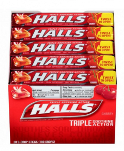 Halls - Cherry Cough Drops - 20 ct Case Pack 24