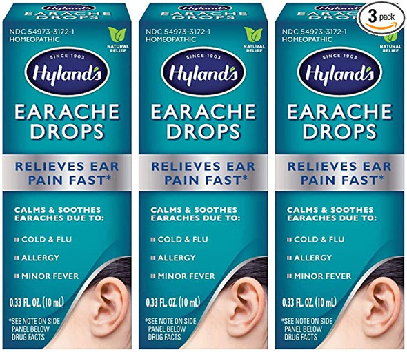 HYLANDS First Aid Earache Drops for clogged ears Liquid 0.33oz 3pk
