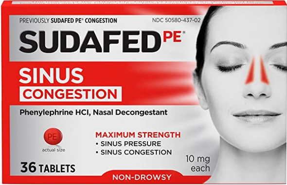 SUDAFED Allergy & Sinus Phenylephrine HCI Sinus Congestion Tablets 10mg 36tab 1pk *Email us for Pricing Access