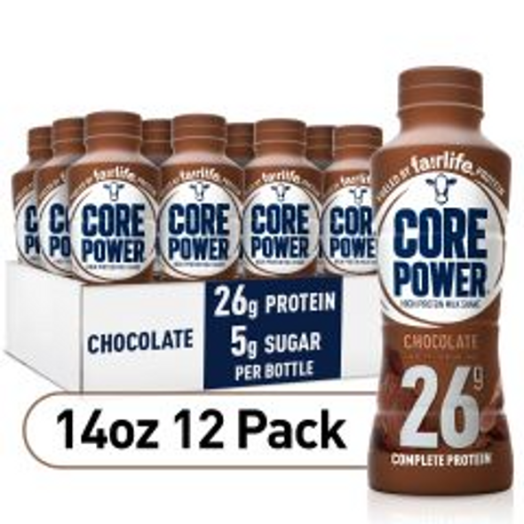 Core Power 26G, Chocolate, 14 fl oz Plastic Bottle, 12 Units/Case