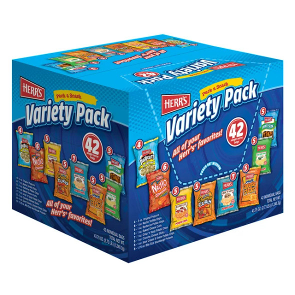 HERR'S Pack & Snack Variety-Pack, 42 pk./0.5 oz.